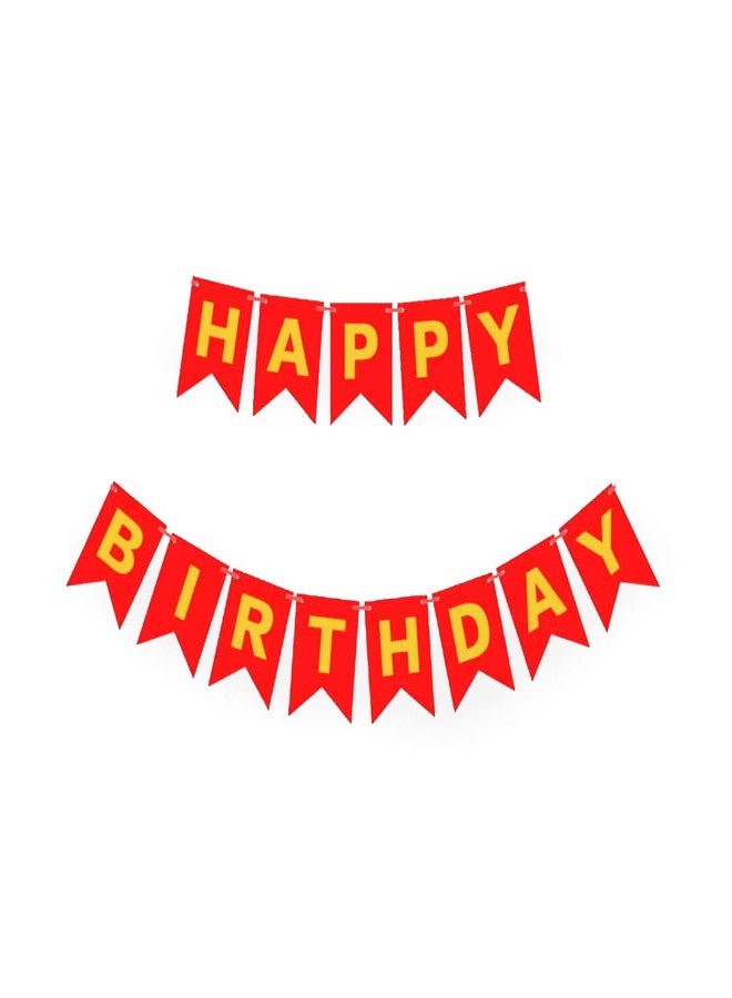 Luxaar Happy Birthday Banner Decoration for Birthday Celebration for All Age People with tag (Red) - Image 1